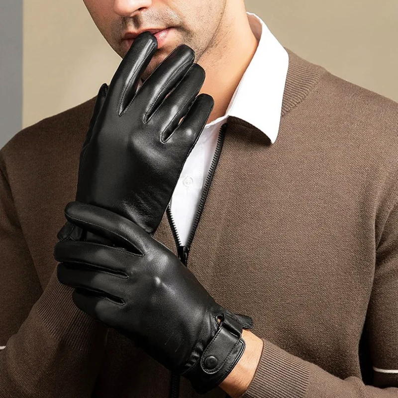 Men’s Genuine Leather Gloves with Fleece Interior