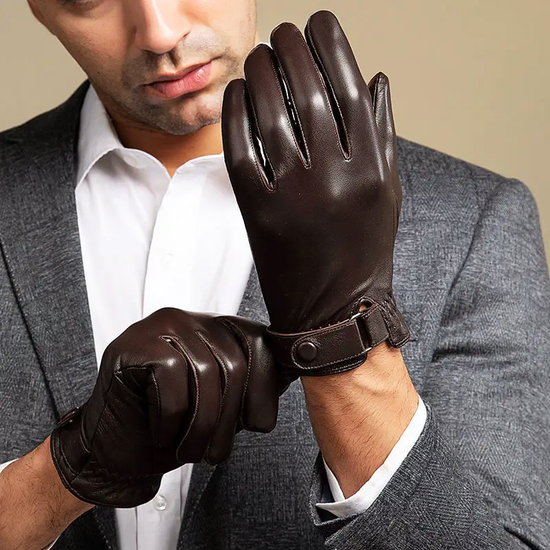 Men’s Genuine Leather Gloves with Fleece Interior