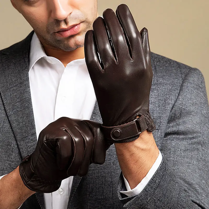 Men’s Genuine Leather Gloves with Fleece Interior
