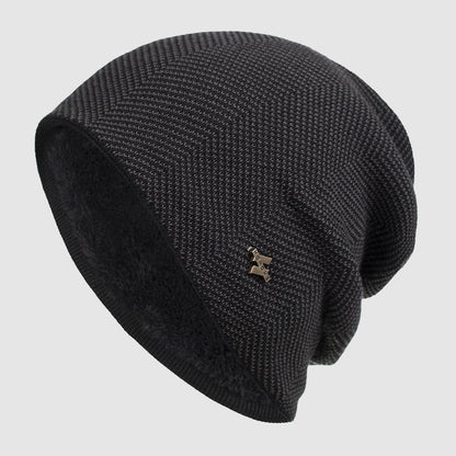 Men’s Textured Knit Beanie with Fleece Lining