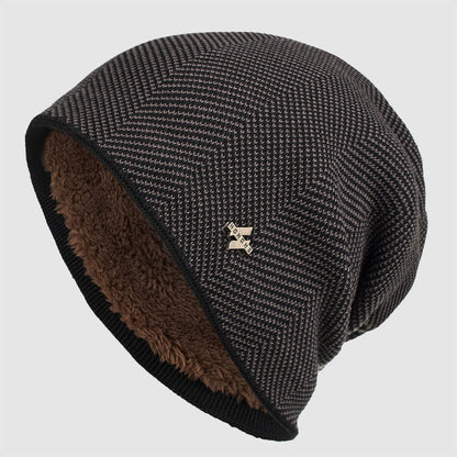 Men’s Textured Knit Beanie with Fleece Lining
