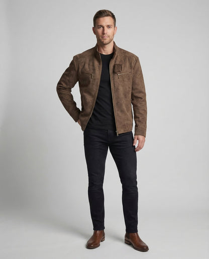 Jax | Men's Stand Collar Biker Zip Jacket