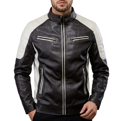Zane | Men's Band Collar Quilted Shoulder Zip Jacket