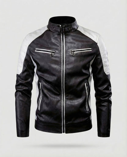 Zane | Men's Band Collar Quilted Shoulder Zip Jacket