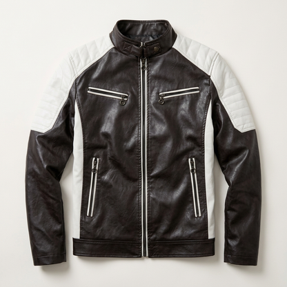 Zane | Men's Band Collar Quilted Shoulder Zip Jacket