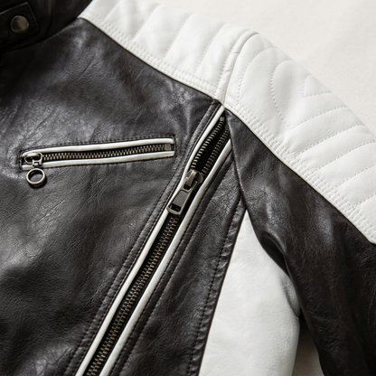 Zane | Men's Band Collar Quilted Shoulder Zip Jacket