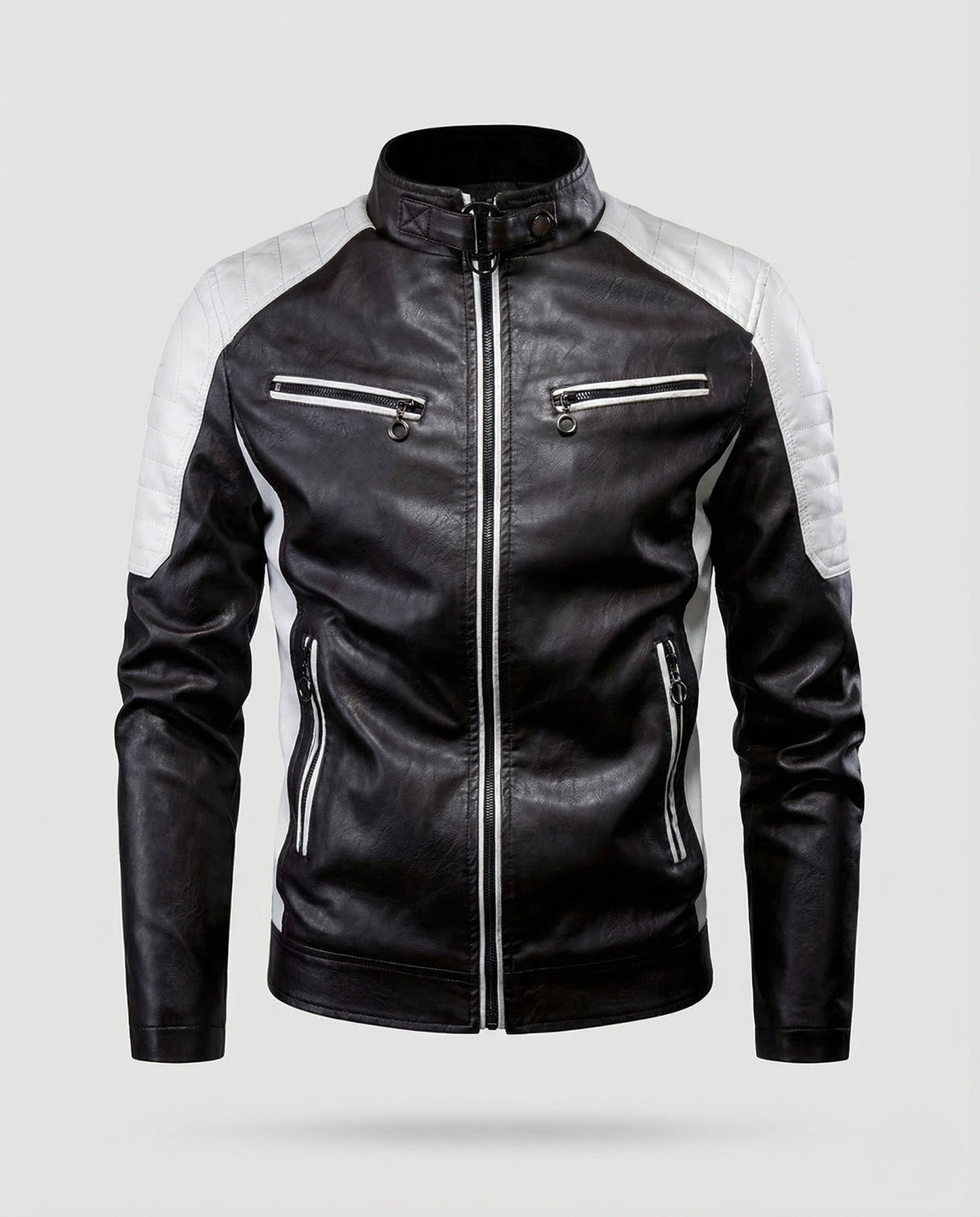Zane | Men's Band Collar Quilted Shoulder Zip Jacket