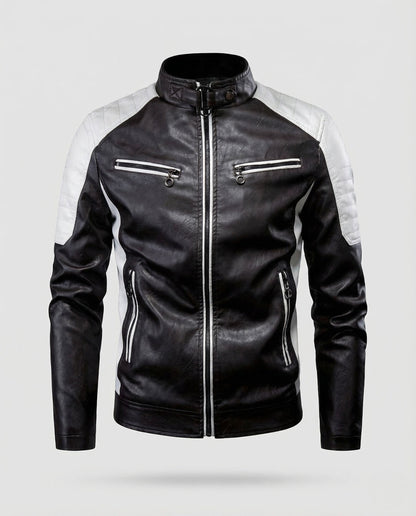 Zane | Men's Band Collar Quilted Shoulder Zip Jacket