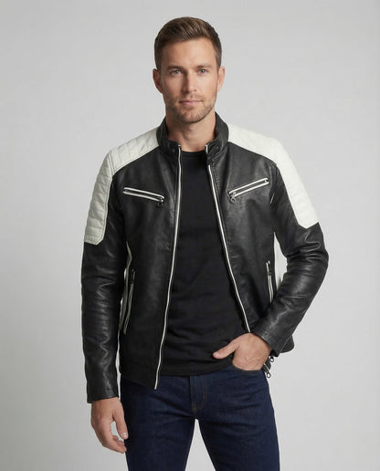 Zane | Men's Band Collar Quilted Shoulder Zip Jacket