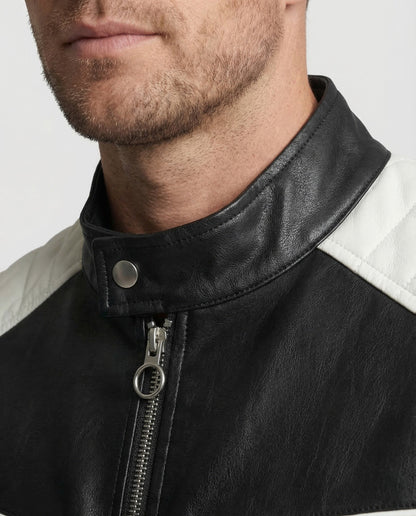 Zane | Men's Band Collar Quilted Shoulder Zip Jacket