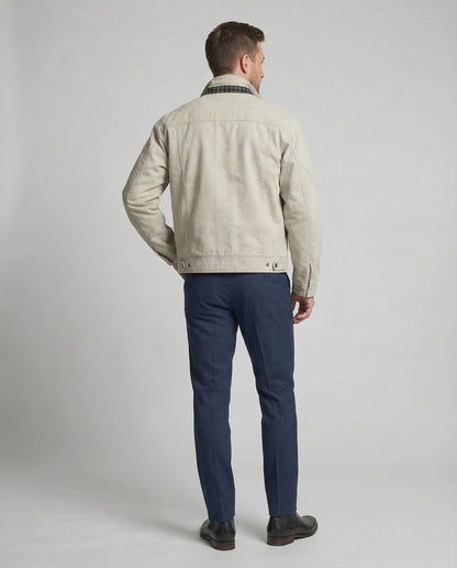 Otto | Men's Stand Collar Zip Jacket with Plaid Cuffs