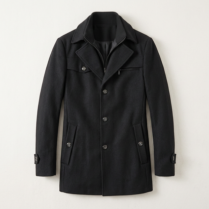 Leon | Men's Mid-Length Double Collar Overcoat
