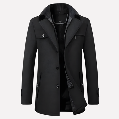 Leon | Men's Mid-Length Double Collar Overcoat