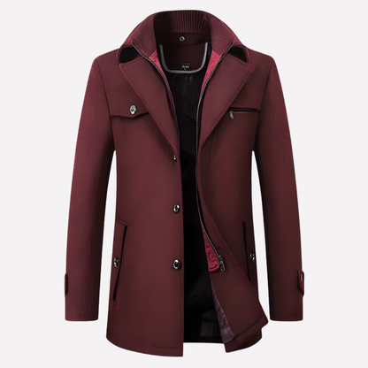 Leon | Men's Mid-Length Double Collar Overcoat