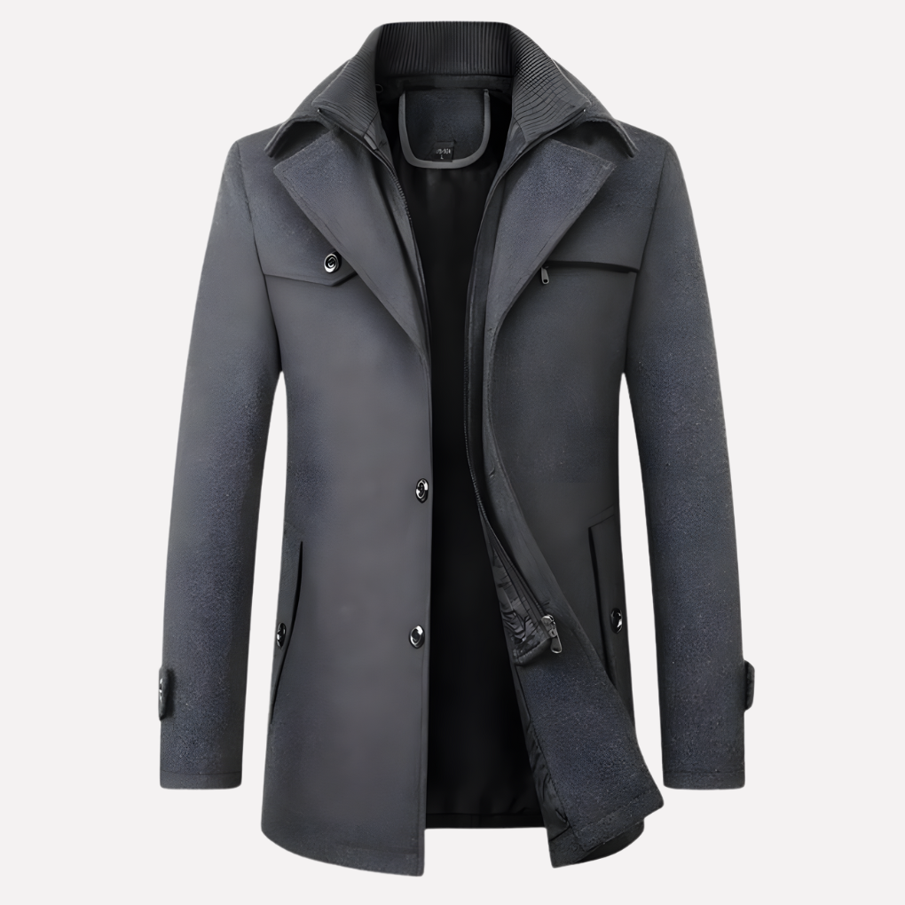 Leon | Men's Mid-Length Double Collar Overcoat