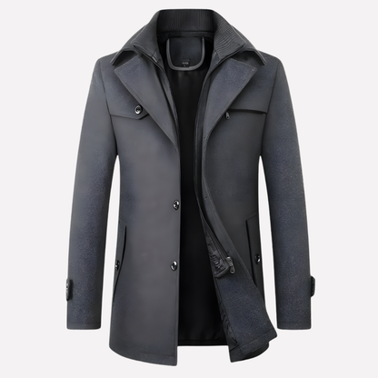 Leon | Men's Mid-Length Double Collar Overcoat