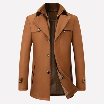 Leon | Men's Mid-Length Double Collar Overcoat