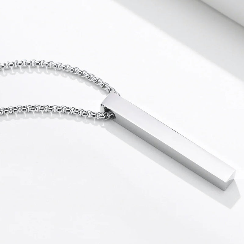 Minimalist Double Chain Necklace with Bar Pendant