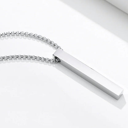 Minimalist Double Chain Necklace with Bar Pendant