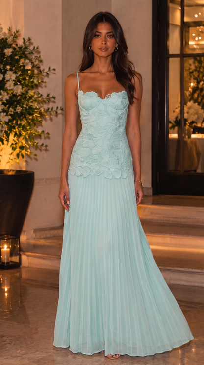 Serena | Floral Lace Lime Maxi Dress