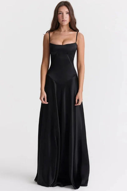 Gabriella | Silky Satin Corset Maxi Dress