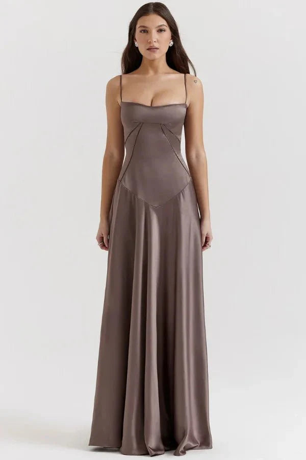 Gabriella | Silky Satin Corset Maxi Dress