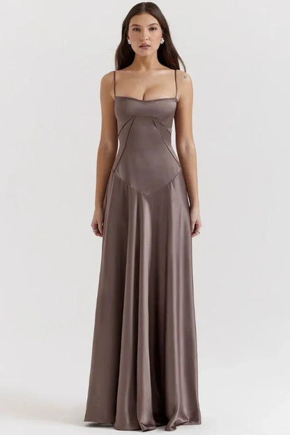 Gabriella | Silky Satin Corset Maxi Dress