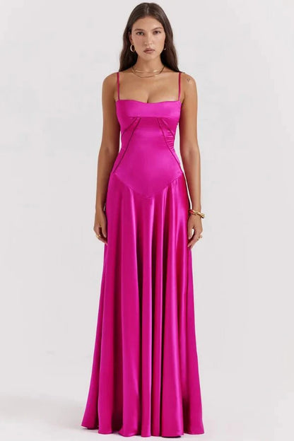 Gabriella | Silky Satin Corset Maxi Dress