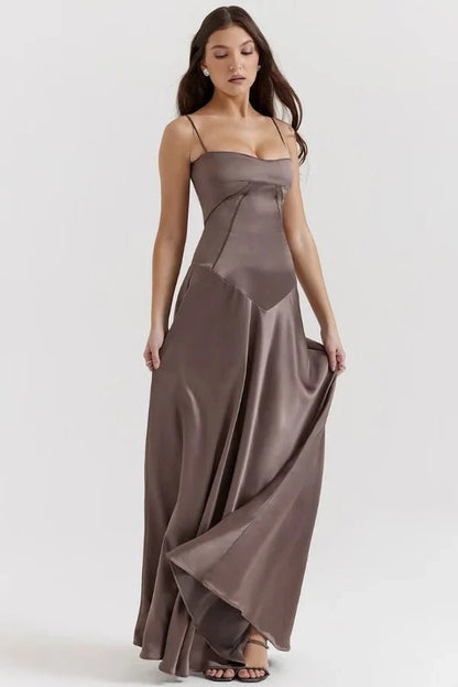 Gabriella | Silky Satin Corset Maxi Dress