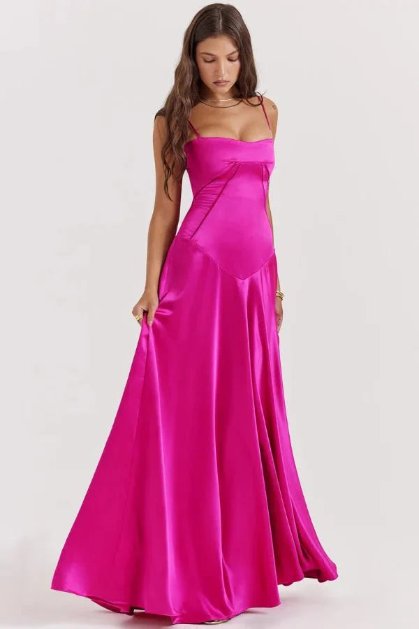 Gabriella | Silky Satin Corset Maxi Dress