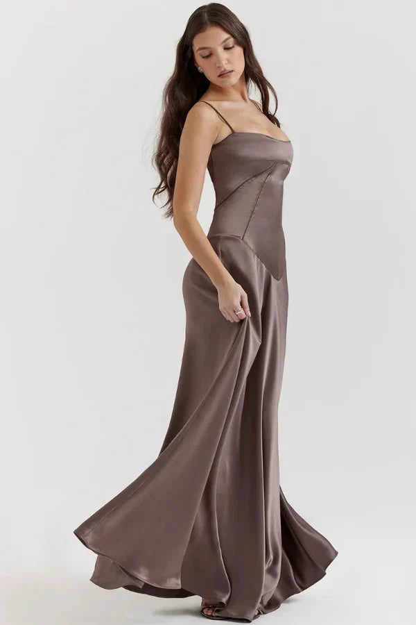 Gabriella | Silky Satin Corset Maxi Dress