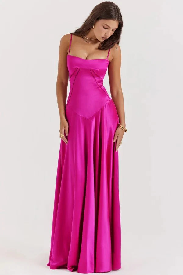 Gabriella | Silky Satin Corset Maxi Dress
