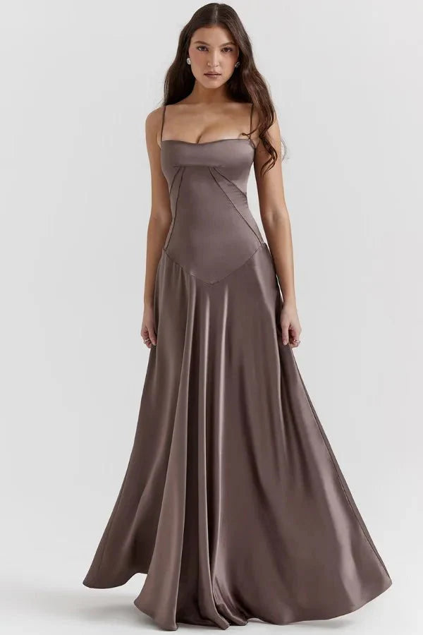 Gabriella | Silky Satin Corset Maxi Dress