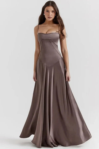 Gabriella | Silky Satin Corset Maxi Dress