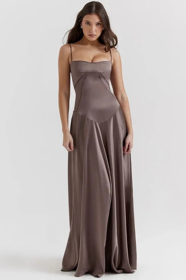Gabriella | Silky Satin Corset Maxi Dress