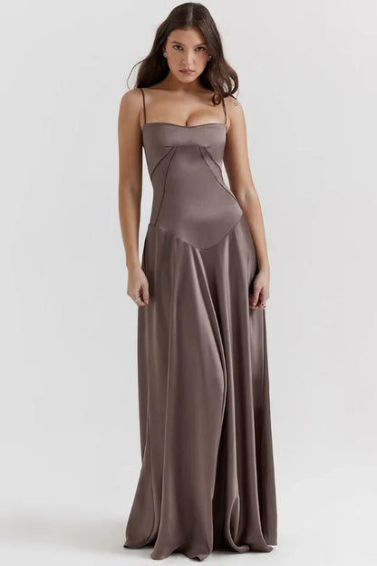 Gabriella | Silky Satin Corset Maxi Dress