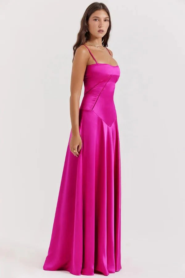 Gabriella | Silky Satin Corset Maxi Dress