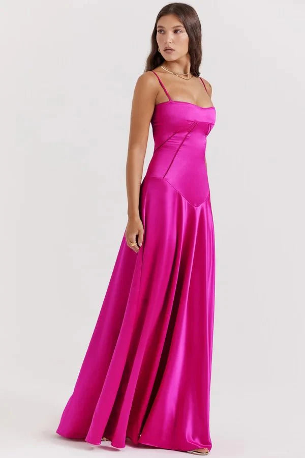 Gabriella | Silky Satin Corset Maxi Dress