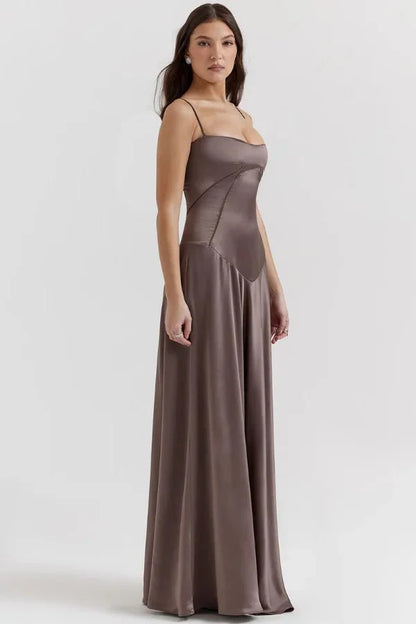 Gabriella | Silky Satin Corset Maxi Dress