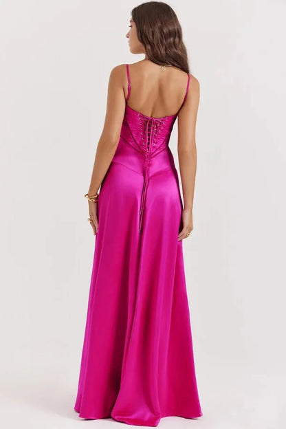 Gabriella | Silky Satin Corset Maxi Dress