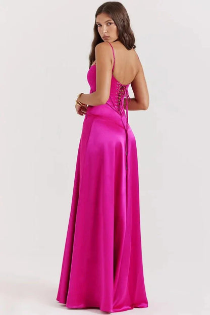 Gabriella | Silky Satin Corset Maxi Dress