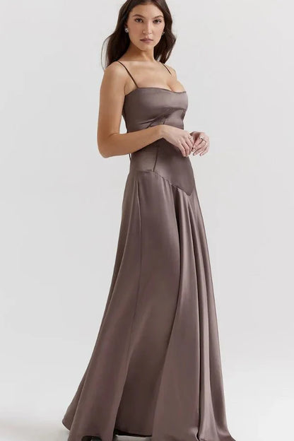 Gabriella | Silky Satin Corset Maxi Dress