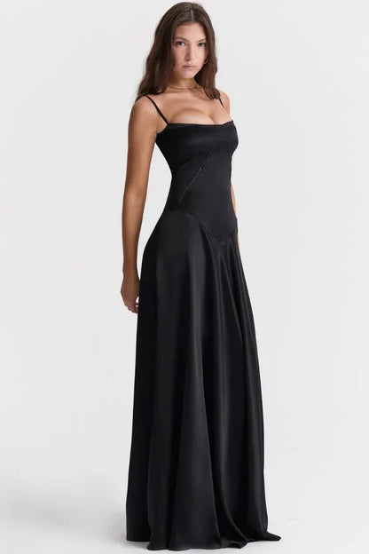 Gabriella | Silky Satin Corset Maxi Dress