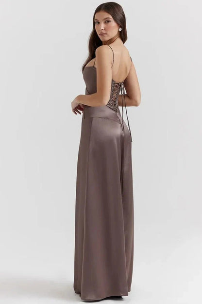 Gabriella | Silky Satin Corset Maxi Dress