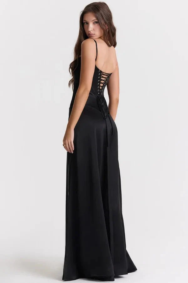 Gabriella | Silky Satin Corset Maxi Dress