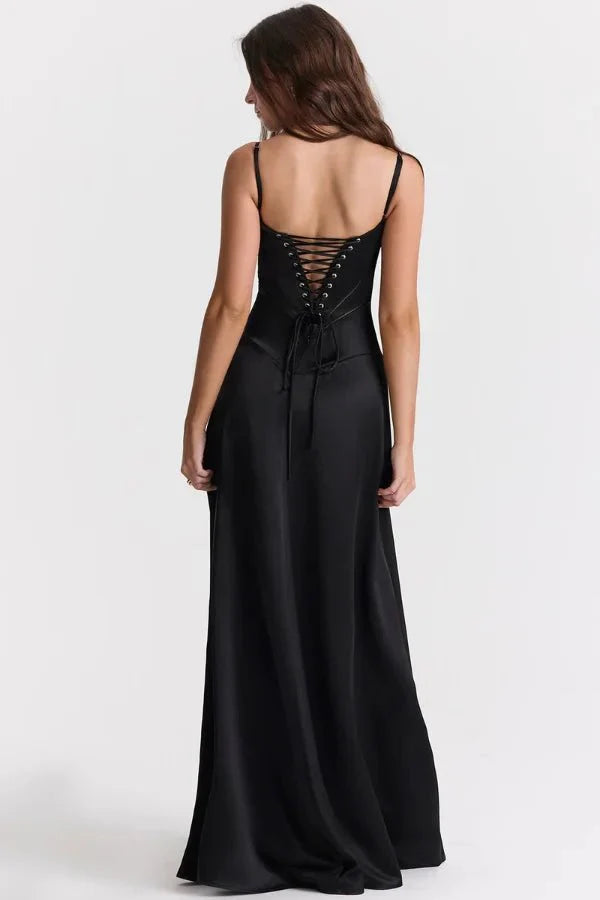 Gabriella | Silky Satin Corset Maxi Dress