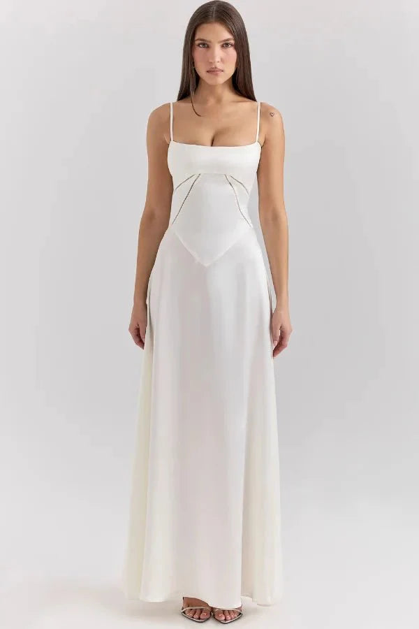 Gabriella | Silky Satin Corset Maxi Dress