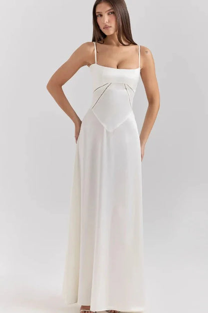 Gabriella | Silky Satin Corset Maxi Dress