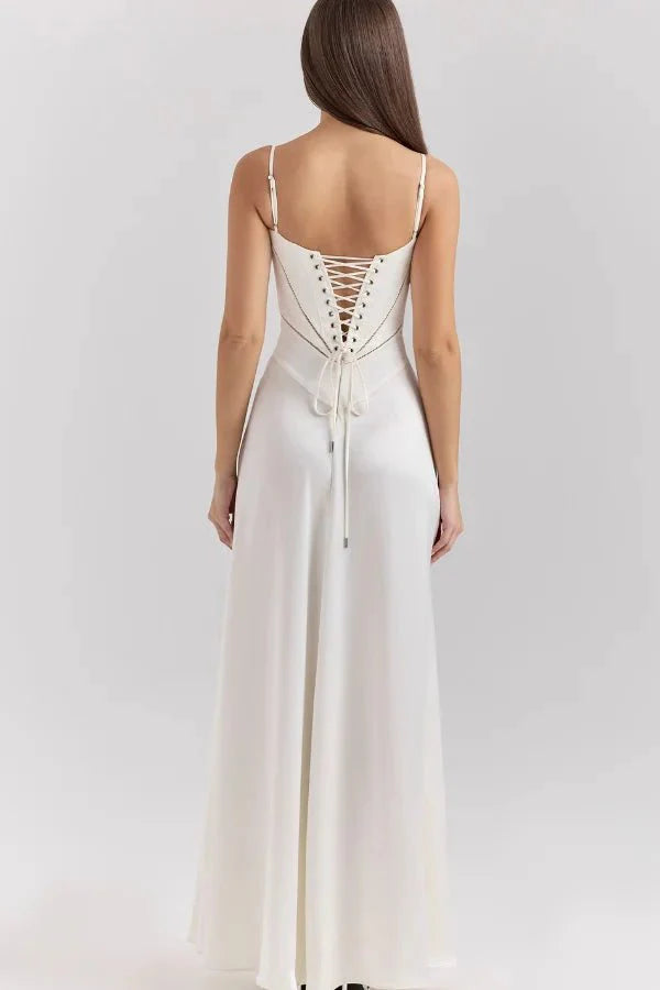 Gabriella | Silky Satin Corset Maxi Dress
