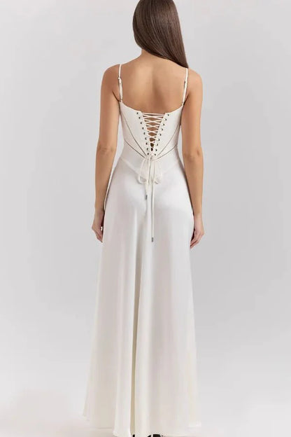 Gabriella | Silky Satin Corset Maxi Dress